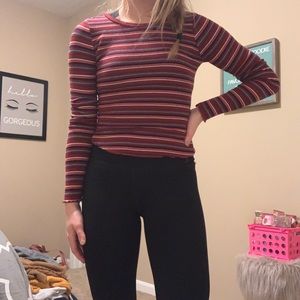 stripped ribbed long sleeve crop top from garage